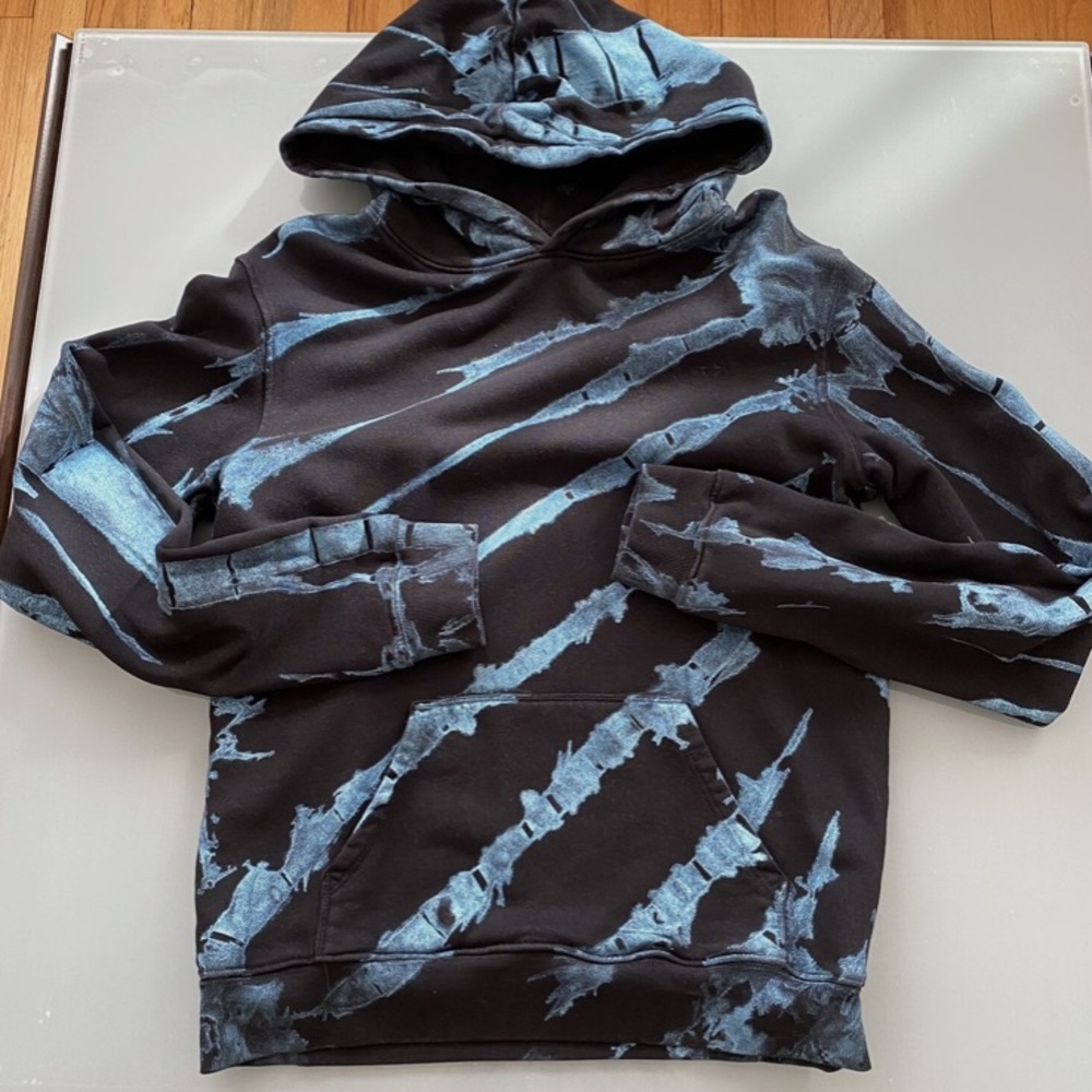 NWT RtA Austin Blue Tie-Dye Shine Hoodie Sweatshirt. Size XS.